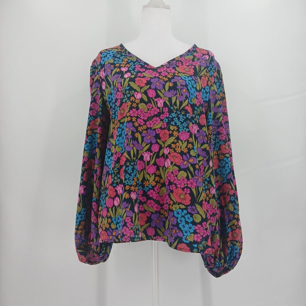 womens spring floral blouse size large top long sleeve cute aesthetic